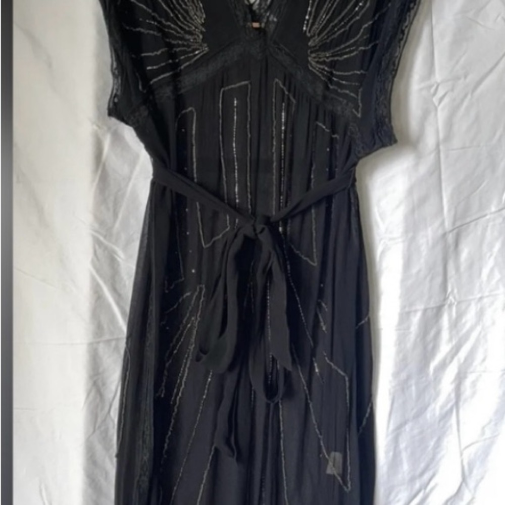 Free People Daisy Embellished Retro Art Deco Midi Dress - Picture 7 of 7